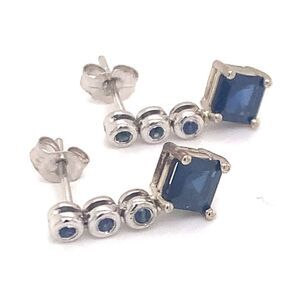 Natural Sapphire Dangle Earrings 14k Gold 1.32 TCW Certified $2,490 113471